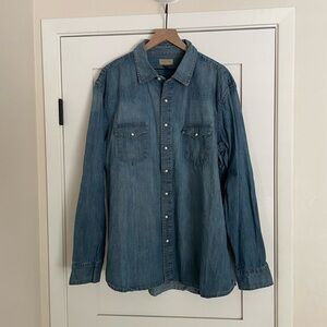 Sonoma Blue Denim Casual Button Down Shirt Relaxed Fit